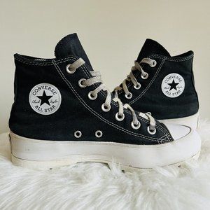 Converse Chuck Taylor All Star Black Platform High Top Canvas Sneakers ~ Size 6